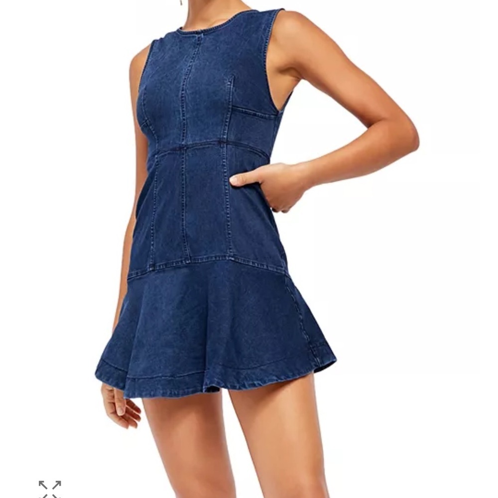 Free People Dark Blue Denim Mini Dress